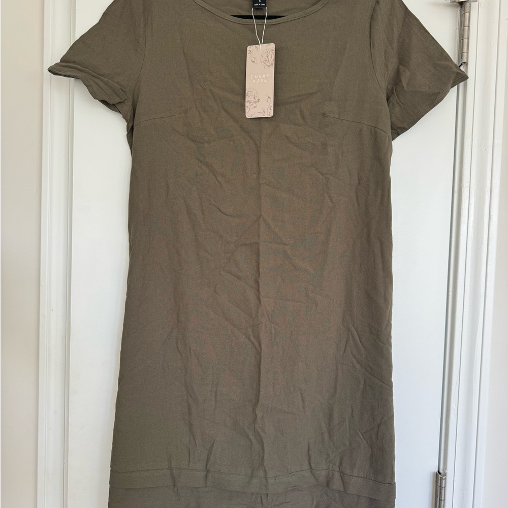 Casual Olive Green T-Shirt Dress